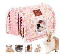 BShasrlim Guinea Pig Hideout Tunnel - Stable Washable Small Animal Tunnel Hide with Curtains,Guinea Pig Accessories for Hamster/Chinchilla/Dwarf Rabbit/Ferret (Pink, Large)