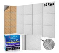 BSHEAD 10 pcs 165dtex Microfiber Acoustic Panels ，Self-Adhesive Soundproof Wall Panels, 12 x 12 x 0.4 in Sound Proof Foam Panels for Walls, High Density, Noise Dampening Panels for Home Studio（Gray）