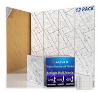 BSHEAD 12 Pack Self-Adhesive Soundproof Wall Panels,12 x 12 x 0.47 In Sound Proof Foam Panels for Walls, 1.2lb/ft³ High Density, Thicker 0.47in, Acoustic Panels, Noise Dampening Panels for Home（Gray）