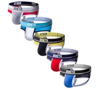 BSHETR Men's Jockstraps Athletic Supporters 5-Pack Ultra Soft Daily Sports Underwear (Multi-b, Large)