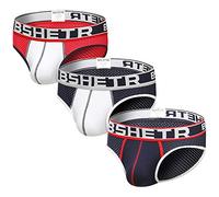 BSHETR Men's Underwear Briefs 5-Pack Cotton Mesh Style Low Rise Multi Color Soft Underpant (R389,XL)