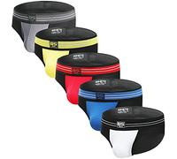 BSHETR Men's Underwear Briefs 5 Pack Cotton Moisturising Contrast Colour Low Waist Underpants (023, M)