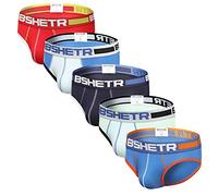 BSHETR Men's Underwear, Men's Briefs, Slips, 3-Pack, 5-Pack, Mesh Fabric, Low Waist, Multicolored, Soft Moisture-Wicking Contrast Color Low Waist Briefs, L