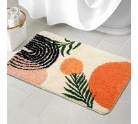 bsheuancek Boho Bathroom Rugs Non Slip Washable, Cute Boho Bath Mat Small Absorbent Soft Shower Rug for Tub, Sink, Orange