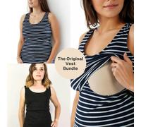 Bshirt Bshirt Nursing Vest - Twin Pack -black & Navy/white Stripe - Multi, 16