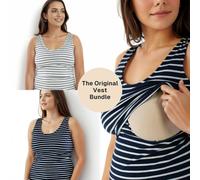 Bshirt Bshirt Nursing Vest - Twin Pack -navy/white Stripes & White/navy Stripes - Multi, 14