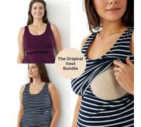 Bshirt Bshirt Nursing Vest - Twin Pack -plum & Navy/white Stripes - Multi, 8