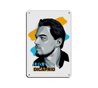 BSHNWX Leonardo DiCaprio Posters Retro Poster Metal Tin Sign Chic Art Retro Iron Painting Bar People Cave Cafe Family Garage Poster Wall Decoration 8x12inch(20x30cm)