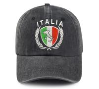 Bshuey Italy Italia Italian Flag Embroidered Hat for Men Women Cotton Adjustable Baseball Cap Hats, Black, One size
