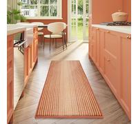 BSICPRO Large Bathroom Rug, Non Slip 24 x 70 Inches Water Absorbent Chenille Runner Rug Floor Mat Machine Washable (Pumpkin Orange and Cream)