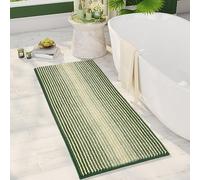 BSICPRO Large Bathroom Rugs, Bath Mat Rug for Bathroom Non Slip 20 x 47 Inches Water Absorbent Chenille Runner Rugs Floor Mats Machine Washable (Sage and Cream)