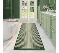 BSICPRO Large Bathroom Rugs, Bath Mat Rug for Bathroom Non Slip 24 x 70 Inches Water Absorbent Chenille Bathroom Runner Rugs Floor Mats Machine Washable (Sage and Cream)