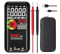 BSIDE S20 Smart Digital Multimeter Rechargeable Auto Range Voltmeter with EMF Detector Large Colour Display 9999 Counts High Speed Voltage Diode Resistance Capacitance Frequency Tester with Case