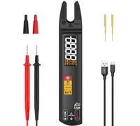 BSIDE U0 Fully Automatic Digital Multimeter Open Jaw Clamp Meter AC DC Large Display, Current Voltage Resistance Continuity Smart Testing, Mini Rechargeable Voltage Detector with Back Probe Pins