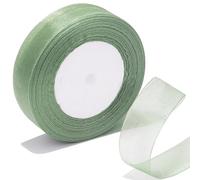 Bsikon 1 Inch Sheer Organza Ribbon 50 Yards Sage Green Chiffon Ribbon for Gift Wrapping,Bouquets,Wedding,DIY Craft