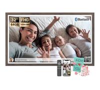 BSIMB 32 Inch Large Digital Picture Frame(Non-Touch Screen), 64GB 1920x1080 FHD WiFi Extra Large Digital Photo Frame with Remote Control, Share Pictures/Videos via App/Email, Auto-Rotate, Dark Wood