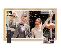 BSIMB 32 Inch Large Digital Picture Frame, Touchscreen 64GB 1920x1080 WiFi Photo Frame Electronic Display Remote Control, Share Pictures/Videos via Free App/USB/SD Easy Setup Gifts for Mom, Light Wood