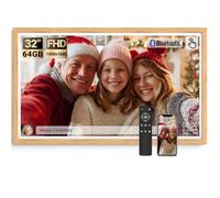 BSIMB 32 Inch Large Digital Picture Frame, Touchscreen 64GB 1920x1080 WiFi Photo Frame Electronic Display Remote Control, Share Pictures/Videos via Free App/USB/SD Easy Setup Gifts for Mom, Light Wood