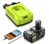 Bsioff 4.0ah 18v battery and Charger-USB Compatible with Ryobi One+ tool,Replacement battery for P108 P102 PBP005