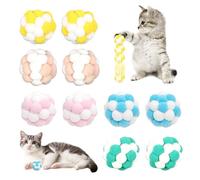 BSITSSS 10 PCS Cat Toys Colorful, Cat Balls Pom Pom with Bells, Soft Interactive Kitten Toys for Indoor Outdoor Pet Playing Chasing Teeth Grinding Chewing Training