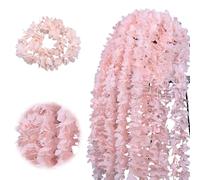 BSITSSS 10 Pieces Artificial Wisteria Vine Garland Pink Hanging Flowers, Wisteria Flower Vines for Decoration 100cm, Fake Floral Garland for Outdoor Indoor Wedding Wall Badroom Ceremony Home Wedding