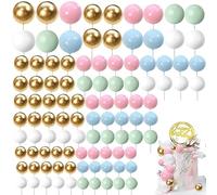 BSITSSS 100PCS Ball Cake Topper Round Ball Cake Toppers Mini Balloons Cupcake Cake Topper Sticks Balls Cake Picks Cake Decorations for Christmas Party Wedding Supplies Baby Shower Decor