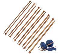 BSITSSS 12 PCS Bamboo Knitting Needles, Wooden Knitting Needles Single Head, Circular Needle, 5.0MM/5.5MM/6.0MM/6.5MM/7.0MM/8.0MM, Knitting Needle Circular for Hat Sleeves, Socks