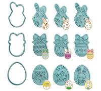 BSITSSS 12 PCS Easter Pastry Cutters, Cookie Cutters and Stamps, Easter Cookie Cutter Set, Pastry Biscuit Cutters Set, Bunny Eggs PVC Shortbread Mould for Kitchen Bakeware DIY Birthday