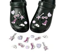 BSITSSS 12 PCS Purple Exquisite Shoe Charms, Guitar Clog Charms, Shoe-Decoration Charms-Star, Heart Collection Chains ShoeCharmsfor Clogs, Trendy ShoeCharm, Clogs Charmsfor Women Birthday Gift
