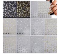 BSITSSS 12 Sheets Christmas Nail Art Stickers, Self-Adhesive Nail Stickers Christmas, Gold Silver Foil Xmas Nails Sticker Reindeer Snowman Snowflake Winter for Nail Art Design Decoration Accessories