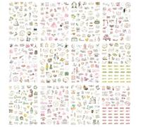 BSITSSS 12 Sheets Wedding Scrapbook Stickers, Wedding Planner Stickers Green and Pink, Romantic Scrapbooking Sticker Aesthetic for Marriage Bridal Showers Engagements Guest Book Laptop Notebook
