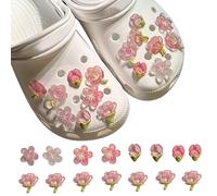 BSITSSS 16PCS Shoe Charms, Shoe Charm Crystal Diamond Pink, Peach Blossom Clog Charms for Women Girls Birthday Christmas Party Gifts