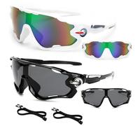 BSITSSS 2 Pack Cycling Glasses, Polarized Sports Sunglasses for Men Womens, Polarized Cycling Sunglasses UV400 Protection, Windproof Running Glasses for Running, Hiking, Fishing, Biking, Surfing (A)