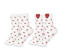 BSITSSS 2 Pair Womens Socks, Fashion Heart Socks, Funny Socks, White Casual Sock, Cute Ladies Sock for Valentine's Day, Mothers Day, Anniversary, Birthday Gift