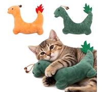 BSITSSS 2 PCS Catnip Toys for Cats, Little Fire Dragon Cat Plush Toys Interactive, Green and Orange Soft Kitten Pillows for Teeth Cleaning Grinding Scratch Chewing Playing Exercise