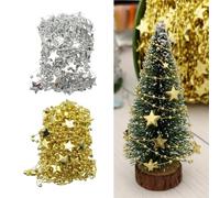 BSITSSS 2 PCS Christmas Bead Garland, Gold and Sliver Star Pearl String 10m, Christmas Pearl Beads Chain for Xmas Tree Holiday Wedding Party Decorations Jewellery Making DIY Craft