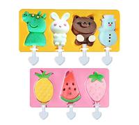 BSITSSS 2 Pcs Ice Lolly Moulds with Sticks, Reusable Ice Lolly Moulds Silicone with Non-Spill Lid, Mini Ice Cream Moulds Ice Pop Moulds Popsicle Mould BPA Free Ice Lolly Maker for Kids(Pink, Yellow)