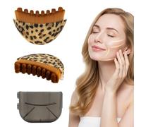 BSITSSS 2 PCS Lymphatic Drainage Massager Face Brush, Leopard Print Contour Facial Brush, Lymphatic Dry Brushing for Face Chin and Jawline Sculpting Precise Fittothe SkintoRelieve Fatigue