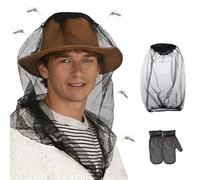 BSITSSS 2 PCS Midge Net + A Pair Mosquito-Repellent Gloves, Lightweight Midge Nets for Head, Mosquito Net for Head for Outdoor Hiking Camping Climbing Fishing and Walking Black