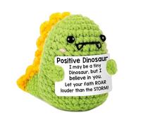 BSITSSS 2 PCS Positive Dinosaur Gifts, Handmade Crochet Cute Dinosaur, Birthday Graduation Crochet Gifts Presents for Encouragement Mum Teacher Auntie Sister Friend Home Decor
