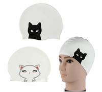 BSITSSS 2 Pcs Swimming Cap, Silicone Swimming Hat, Waterproof Swim Cap for Long Hair, Anti Slip Swimming Caps Women and Men,Comfortable Elastic Large Swimming Hats,Prints Swim Caps that Keep Hair Dry