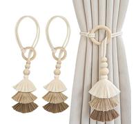 BSITSSS 2 PCS Tasseled Triangle Curtain Tie Backs, Boho Style Tie Backs for Curtains, Adjustable Curtain Holdbacks, Modern Simplicity Curtain Tiebacks, Curtain Ties forHome Office Window Draperies