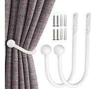 BSITSSS 2 Pcs U Shaped White Aluminium Alloy Curtain Tie Backs, Decorative Curtain Drapery Holdbacks with Screws (2 White)