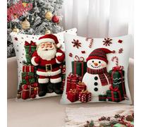 BSITSSS 2 Pieces Christmas Cushion Covers, 45x45cm, Rabbit Elk Christmas Cushions, Xmas Cushion Covers Old Man, New CHRIstmas Pillows, ChristmasPillowCases for Holiday Xmas Decor