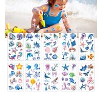 BSITSSS 20 Sheets Temporary Tattoos Ocean, Sea Animals Fake Tattoos, Ocean Fish Shark Dolphin Temporary Tattoo Stickers for Birthday Makeup Baby Shower Party Favor Supplies