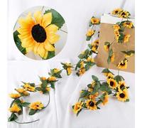 BSITSSS 2PCS Sunflower Garland, 230CM, Sunflower Vines Beautiful, Spring Garland, Spring Darlands for Home Decoration, Floral Garlands for Wedding Garden Fence Decoration Outdoor