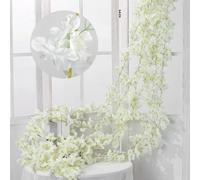BSITSSS 3 PCS Cherry Blossom Garland, 180cm Cherry Blossom Vines, White Flowers Artificial Cherry Blossom Flowers, Cherry Blossom Flower Garland, Fake Hanging Flowers for Wedding Party Garden Decor