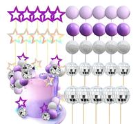 BSITSSS 35Pcs Cake Decorations Stylish Disco Balls, Star Cake Topper, Mini Disco Round Ball Cake Toppers, Cake Decorating Birthday Party Supplies Birthday Celebrations Party Supplies