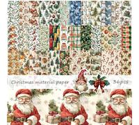 BSITSSS 36 Sheets Christmas Scrapbook Paper 15 x 15 cm, Christmas Patterned Paper Watercolour, Xmas Scrapbooking Papers Decorative Craft Papers for Journaling Card Making Photo Album