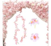 BSITSSS 3PCS 180cm Artificial Silk Cherry Blossom Garland Vines Hanging Vine Garland Artificial Flowers for Outdoor Indoor Wedding Wall Badroom Decoration (Pink)